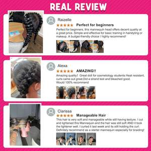 หัวหุ่นทำจากผมแท้บราซิล 100% ความยาว 16 นิ้ว สำหรับฝึกทำผมและถักเปีย ทำด้วยมือ - Product Image 6