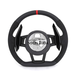 Volante Universal para <span class=keywords><strong>Audi</strong></span> A4, Cuero Negro con Detalles en Gamuza para <span class=keywords><strong>Audi</strong></span> A3 A4 A5 A6 A7 S3 B9 S4 S5 B8 B9 RS3 RS5 RS7 - Product Image 2