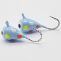 Têtes de jig en tungstène peintes à pois multicolores, forme ronde, sans plomb, pour la pêche sur glace, vente en gros, taille personnalisable
