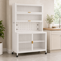 Lemari Penyimpanan Dapur Ramah Lingkungan dengan Lapisan Powder Coating Kustom OEM, Pintu Papan PC Pegboard DIY, Lemari Pantry Logam Tinggi Grosir