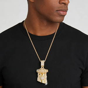 Collar de circonitas estilo rap para hombre, con colgante de corona de rosas de Jesús, el más vendido, joyería exquisita - Product Image 2