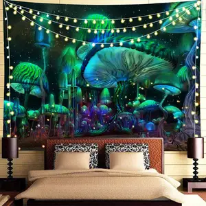 230*180CM Psychedelic Mushroom Tapestry Wall Decoration Wall Hanging Tapestry Fantasy Plant Background Cloth Decorative