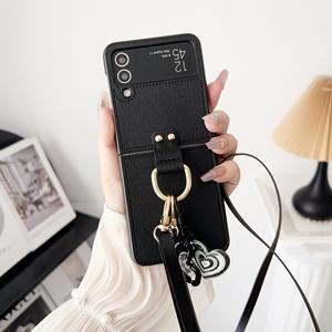 Étui de téléphone pliable en cuir antichoc avec cordon de style Ins, étui à rabat pour <span class=keywords><strong>ZFlip</strong></span> 3 4 5 6 - Product Image 3