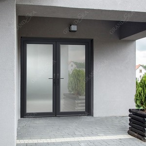 Portes françaises en aluminium de haute qualité Double porte battante Cadre en aluminium personnalisé Porte en verre pour balcon Villa - Product Image 4