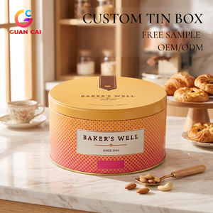 Caja Metálica Redonda Pequeña de Alta Calidad para Alimentos, Lata para Guardar Galletas de Mantequilla - Product Image 1