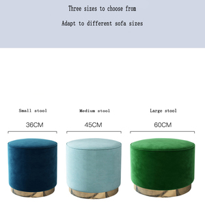 Puf Otomano Redondo de Terciopelo <span class=keywords><strong>Azul</strong></span> Moderno con Base Metálica para Sala de Estar, Venta al por Mayor - Product Image 6
