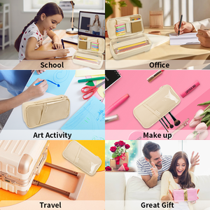 Creativo doppio lato cartoleria scuola viaggio speciale Macaron colore doppia tela porta porta porta porta porta penna borsa <span class=keywords><strong>astuccio</strong></span> - Product Image 4