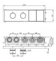 Ensemble de douche mural thermostatique noir mat effet canon de fusil avec mitigeur 2 voies et système de douche pluie pour salle de bain