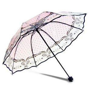 Parapluie publicitaire pliant en 3 sections, transparent, moderne, imprimé, 8 baleines, en polyester - Product Image 6