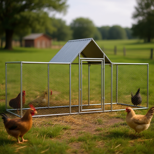 Pollaio in acciaio zincato 9.8'x3.3'x4.9' Argento Gabbia resistente per allevamento di pollame - Product Image 2