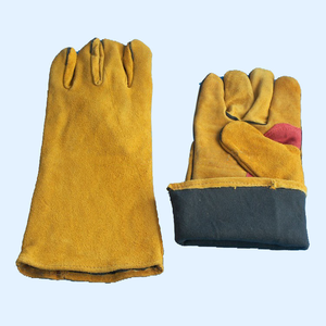 Gants de soudage flexibles à pouce droit en cuir de vachette croûte doré, doublés coton, 10,5 pouces, pas chers, marque HK, importés directement des États-Unis - Product Image 4