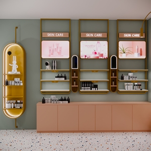 Vitrina personalizada para cosméticos, caja de luz Led, estantes de exhibición de madera, estante exquisito para el cuidado de la piel para decoración de tiendas de cosméticos - Product Image 6