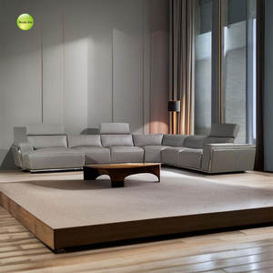 2024 cuero genuino seccional Negro <span class=keywords><strong>donde</strong></span> <span class=keywords><strong>comprar</strong></span> traje de salón conjunto de sofá grande sofá ajustable - Product Image 1