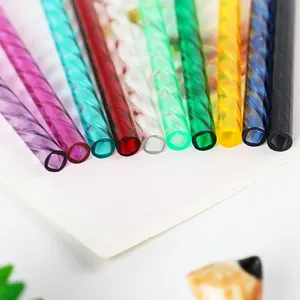 Cheap Factory Price spiral straw crystal twirl reusable straw petg colorful reusable crystal straws