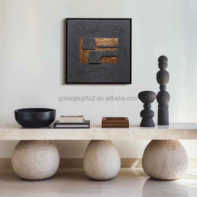 EAGLEGIFTS Home Decor Modern Geometric 3D Textured Painting Wall Picture Branco Grande Branco Textured Wall Art