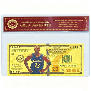 Carte bancaire commémorative de 100 dollars en feuille d'or de la Légende du basketball 23, 4 designs, cadeau de collection pour les fans de sport - Product Image 3