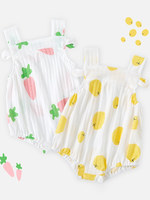 Combinaison pour bébé nouveau-né, sans manches, style princesse, 100% coton, motif citron et carotte, pour filles