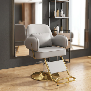 Silla de Barbero Hidráulica Moderna de Cuero PU, Silla de Peluquería y Estilismo con Reposapiés para Salón de Belleza - Product Image 2