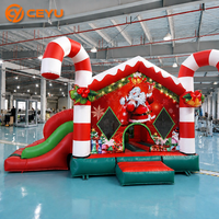 Casa Inflable Navideña Ceyu con Tobogán, Decoración de Santa Claus, Bastones de Caramelo y Muñeco de Nieve, Diversión Invernal para Jardín y Exteriores