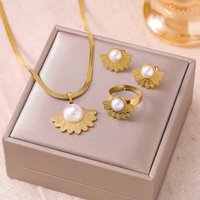 Ensemble collier et boucles acier inox style français luxe léger haut de gamme titane, colliers pendentifs mode en vente