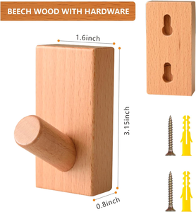 Ganchos de Pared de Madera de Haya, Rústicos, Resistentes, Decorativos, Ganchos Utilitarios para Pared - Product Image 3