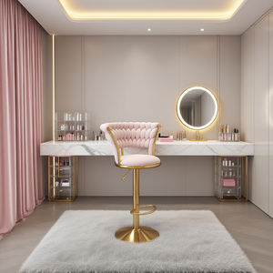 Sillas de <span class=keywords><strong>Bar</strong></span> de Terciopelo Lujosas con Altura Ajustable y Elegantes Patas de Metal Dorado para Cocina, Hogar o <span class=keywords><strong>Bar</strong></span> - Product Image 4