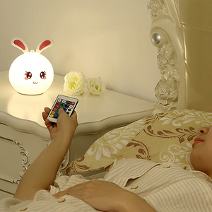 Lampe <span class=keywords><strong>Lapin</strong></span>, <span class=keywords><strong>Veilleuse</strong></span> LED <span class=keywords><strong>Lapin</strong></span>, <span class=keywords><strong>Veilleuse</strong></span> pour Enfants, <span class=keywords><strong>Veilleuse</strong></span> de Chevet pour Bébé, Lampe en Silicone USB à Contrôle Tactile, Capteur Tactile - Product Image 3