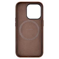 Étui en cuir véritable Crazy Horse pour iPhone 15 Pro, compatible avec anneau magnétique intégré, style Indiana-Jones, marron foncé