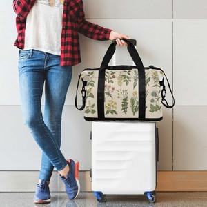 Custom Fashion Flower Print Overnight Bag Expandable Foldable Multi-function Sports Gym Women Duffel Bag - Product Image 6
