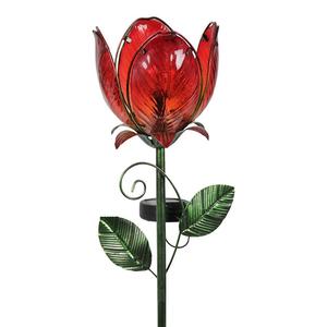 Lampe solaire de jardin en forme de rose, LED colorée, en verre et métal, décoration extérieure, résistante à l'eau, autoportante - Product Image 5