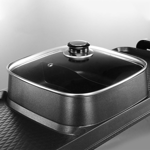 Plato antiadherente multifuncional para parrilla, olla caliente sin humo, doble control - Product Image 2