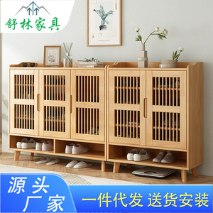 Nordic Solid Wood <b>Shoe</b> Cabinet Natural Color <b>Space</b> <b>Saving</b> Entryway <b>Storage</b> <b>Shoe</b> Rack For Home Apartment Balcony - Product Image 4