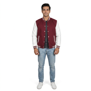 Men's Winter Baseball Uniforms OEM All-Match Stand Collar Front Logo Sports Streetwear <b>Top</b> Varsity Jacket 100% Cotton Breathable - Product Image 1