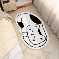 Tapis de chevet ou de table basse en PVC, imprimé motifs animaux de dessin animé, fait main, antidérapant, résistant aux taches, aspect cachemire, à poils ras et de forme unique