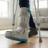Bota ortopédica ancha ajustable, ambidiestra, con suela antideslizante, 43.5cm de altura, cámaras de aire independientes, extra confort KMINA