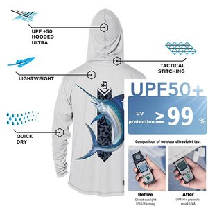 Camisas de Pesca con Capucha para Hombre, Protección Solar UPF 50+, Logotipo Personalizado Impreso, Transpirables, Anti-UV, <span class=keywords><strong>Manga</strong></span> <span class=keywords><strong>Larga</strong></span>, Secado Rápido, Tallas Grandes para Adultos - Product Image 3