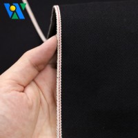 Rollos de tela vaquera selvedge de 12.7 oz, estilo sarga de alta resistencia, tela vaquera de alta calidad para jeans y chaquetas, cara negra, reverso negro.