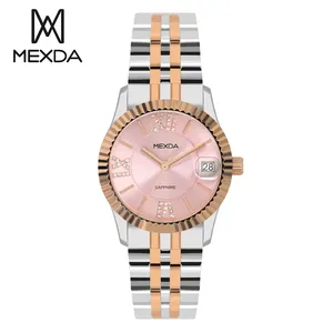 Mexda New Luxury Classic Diamond Dial Montre Femme 10atm Water Resistant Date Display Fashion Quartz Ladies Watch