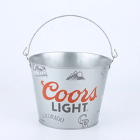 Ember Es Logam Galvanis 5QT dengan Logo Kustom, Pendingin Bir Anggur, Pegangan Ganda untuk Pesta Luar Ruangan, Grosir OEM