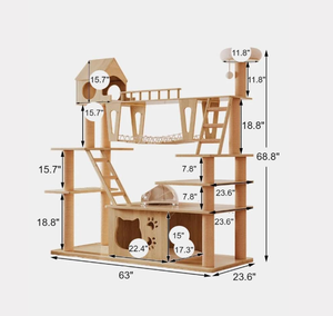 מתקן טיפוס לחתולים מעץ עמיד, מודרני וידידותי לסביבה, רהיט צעצוע אופנתי לחיות מחמד, עץ לחתולים, מידות בהתאמה אישית - Product Image 4