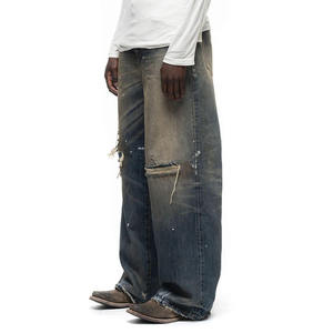 Vaqueros Desgastados con Efecto Pintado a Spray para Hombre, Estilo Vintage, Holgados, Rotos, Vaqueros de Mezclilla a la Moda para Hombre, Streetwear - Product Image 3