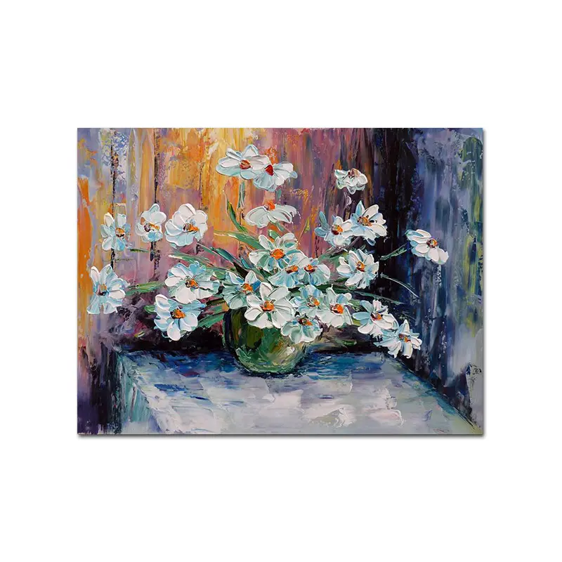 Pintura al óleo, arte abstracto, pinturas acrílicas, flores con jarrón, decoración de pared, sala de estar cuadros para, decoración de salón, pintura