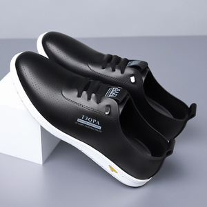 I3OPA รองเท้าลำลองหนังสีขาวสำหรับผู้ชาย พื้นรองเท้านุ่ม รองเท้าสำหรับใส่ทำงานในสำนักงาน สไตล์วัยรุ่น ดีไซน์ระบายอากาศได้ดี - Product Image 2