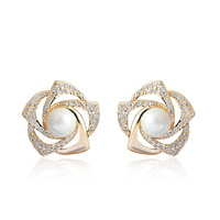 Nouvelle mode exagérée Rose perle boucles d'oreilles personnalité haut de gamme bijoux fins femmes tout match Rose boucles d'oreilles pour la fête