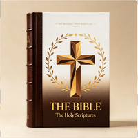 Cubierta de Cuero PU con Degradado Personalizado para la Biblia Sagrada NIV, Impresión de Libro, OEM, Lámina Dorada, Cruz Geométrica, Libro Cristiano