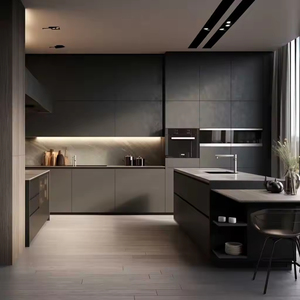 خزائن مطبخ فيرمونهوز مخصصة بتصميم عصري، طلاء لامع أسود أو غير لامع - Product Image 5