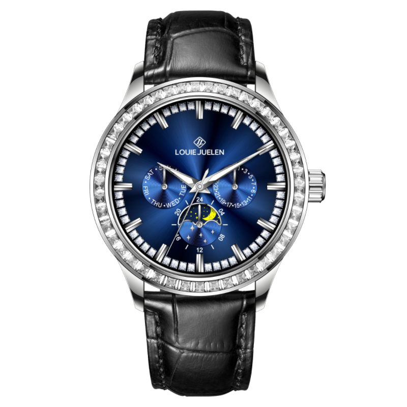 Silver case blue dial