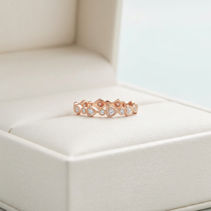 Anillo Apilable con Diseño de Corazón, Venta al por Mayor, Oro Rosa de 18K, Diamante Natural Real, Anillo de Media Eternidad para Mujer, Uso Diario - Product Image 6
