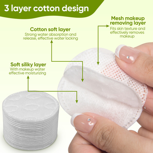 Lot de 3 tampons démaquillants jetables en <span class=keywords><strong>coton</strong></span> avec boîte de <span class=keywords><strong>rangement</strong></span> pour le démaquillage, certifiés OEKO-TEX, écologiques - Product Image 3