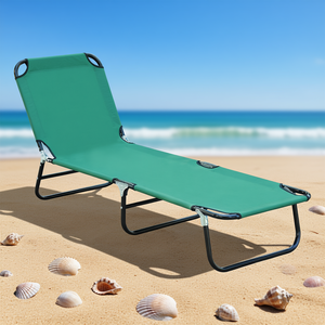 Db Green Folding <b>Sun</b> <b>Lounger</b> Chair 5 Level Adjustable Back Breathable Outdoor Beach Pool Patio <b>Recliner</b> - Product Image 2